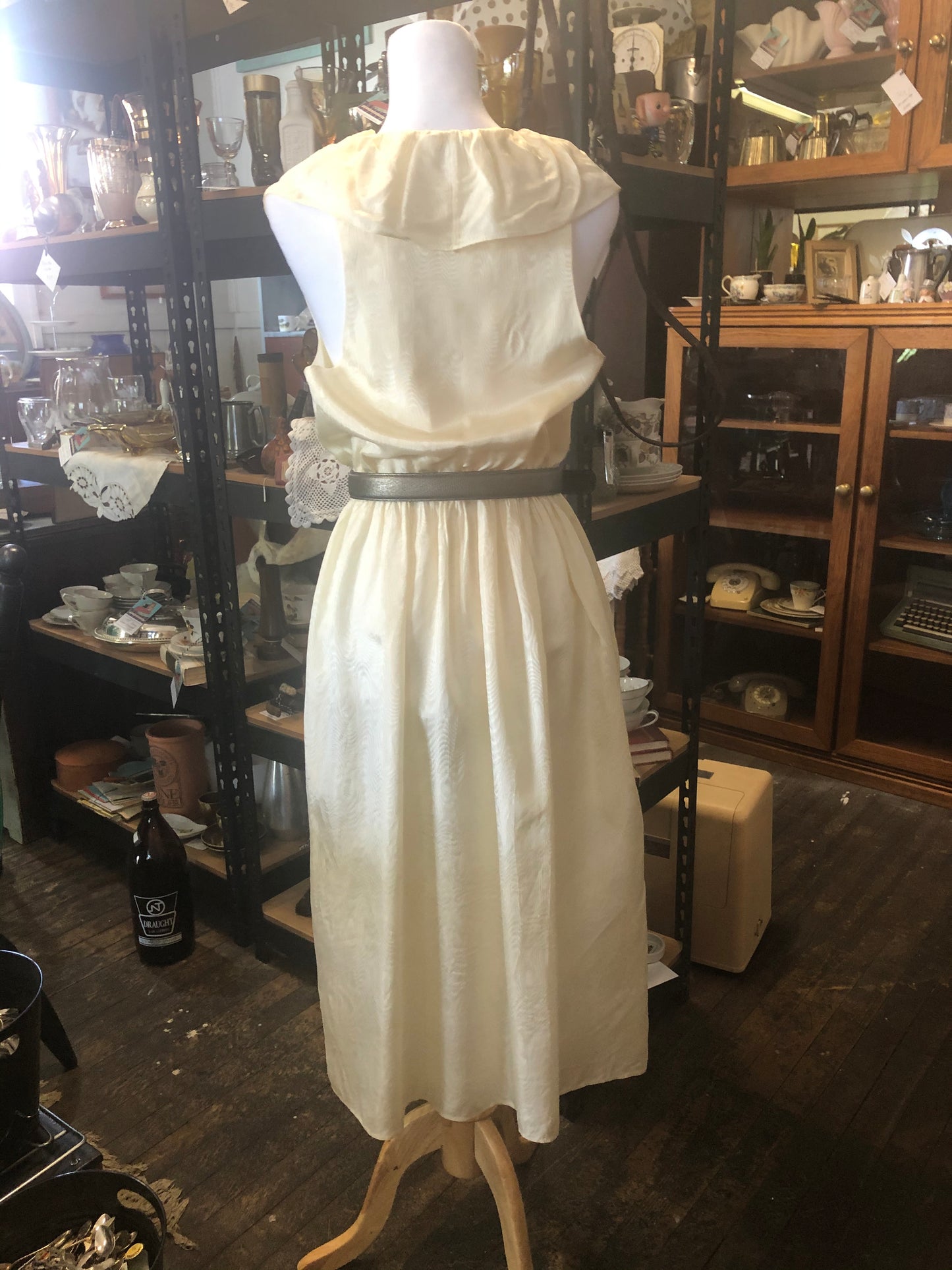 Vintage 80s Cream Satin Moire Carla Zampatti Dress Size 12