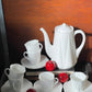 Shelley Dainty White 4 Coffee Cups & Saucers Plus Coffee Pot