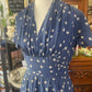 Vintage 50s blue silk Dress with spots Judy Lane Size 8-10