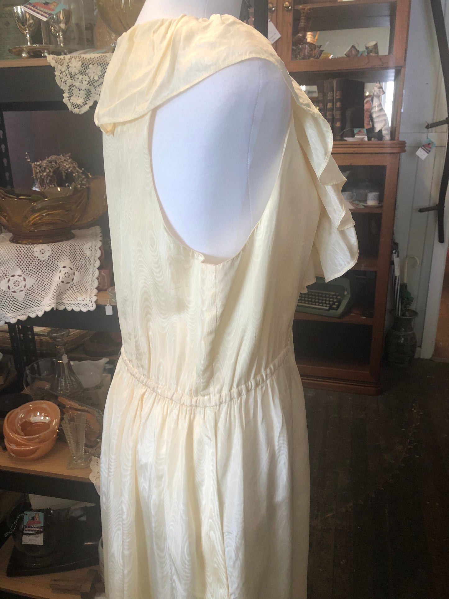 Vintage 80s Cream Satin Moire Carla Zampatti Dress Size 12