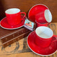 'KELCO' vintage Japan fine porcelain Cup & Saucer Set (Red) 1960'S