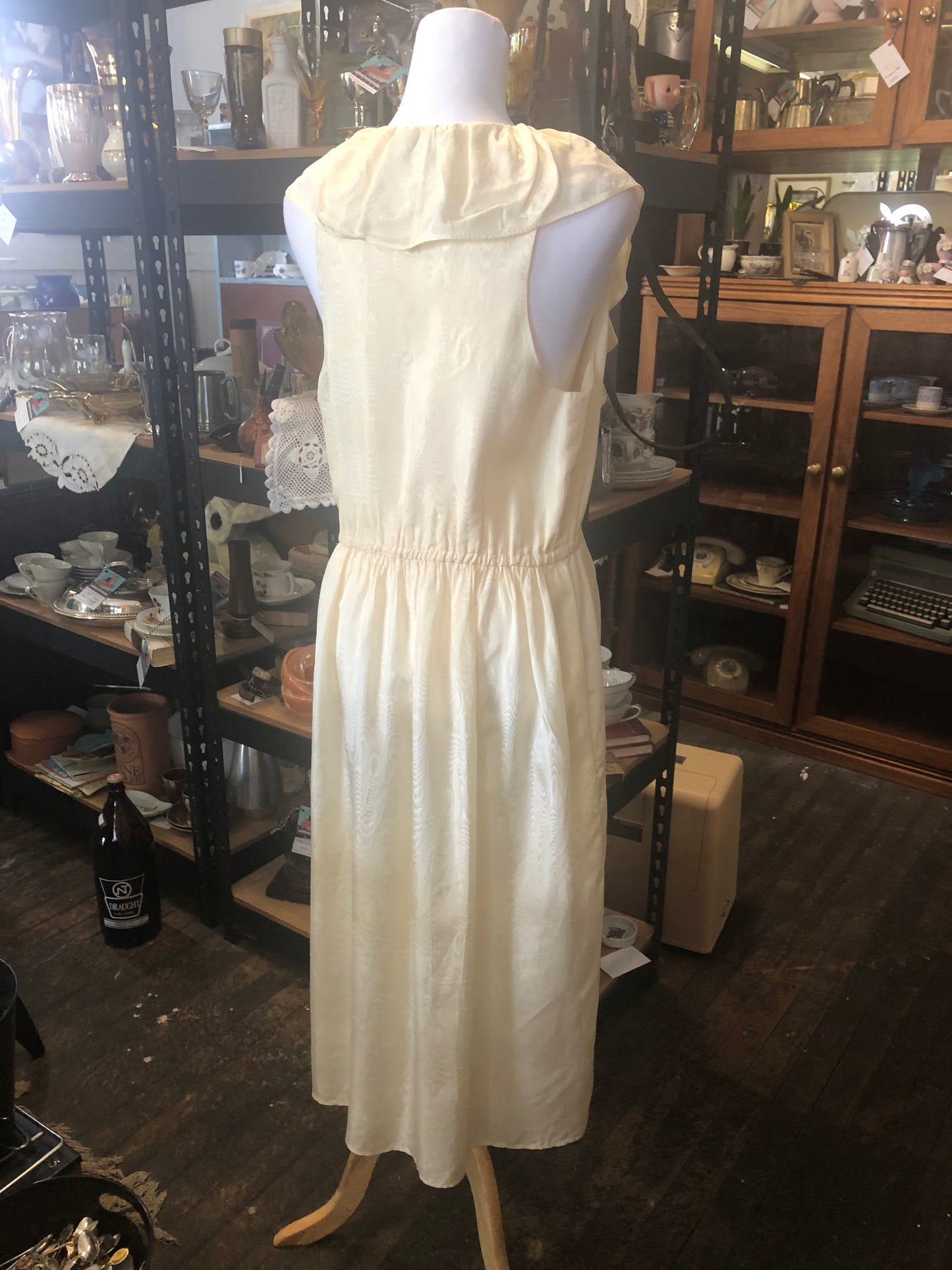 Vintage 80s Cream Satin Moire Carla Zampatti Dress Size 12