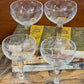 Vintage 1930s Etched Crystal Champagne Glasses Coupe set of 4