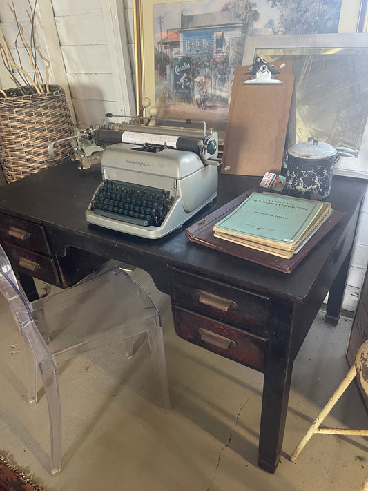 Vintage 1930s silky oak office desk