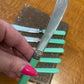Bone Xylonite Handled silverplate Knife set in Green