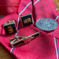 Vintage gold tone cuff links and elephant tie clip