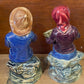 Vintage Majolica Figurines, boy and girl set of two