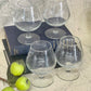 Vintage 1950s etched cut Crystal Brandy Balloons set of 4