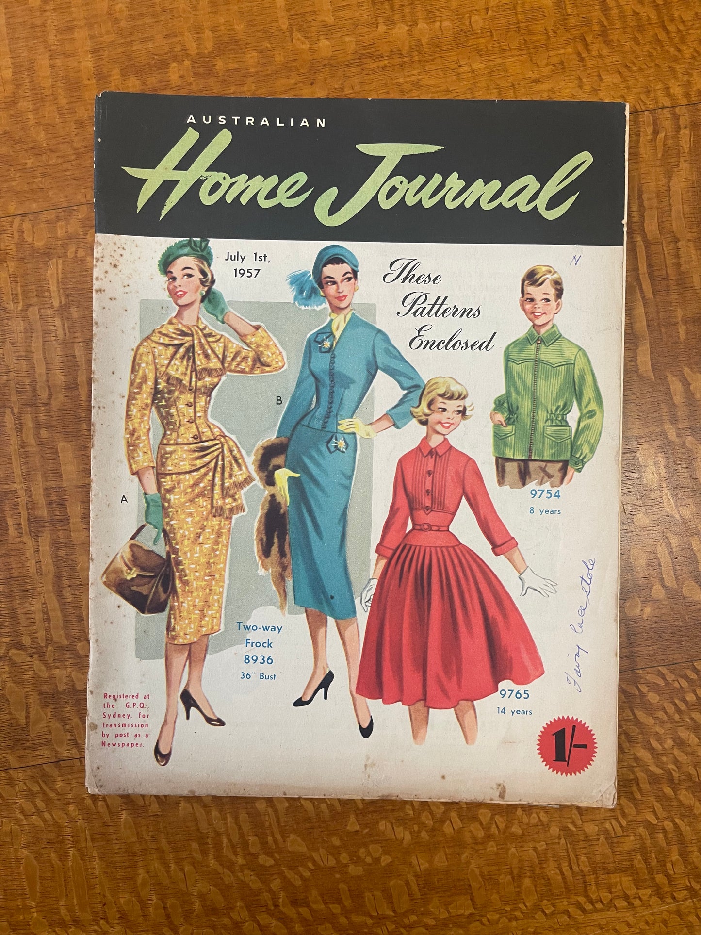 Vintage Australian Home Journal Magazine - July 1 1957 - Includes Patterns