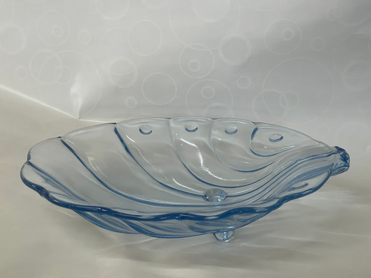 Vintage Art Deco depression glass pale blue shell Bowl