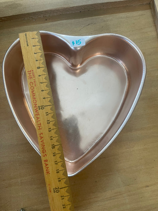 Vintage Rose Gold Anodised  Aluminium Heart Cake Tin