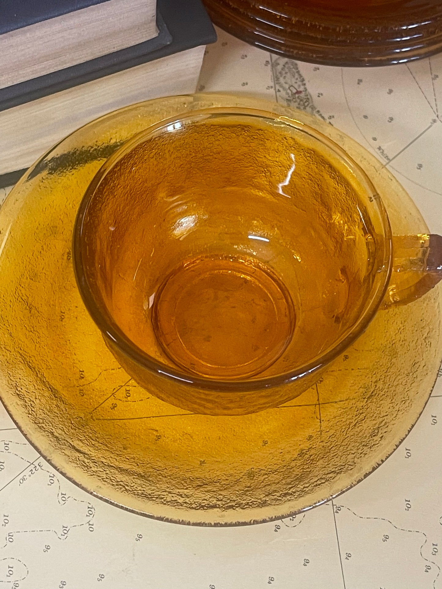 Arcoroc Amber Glass Tea Cups Set of 6 1970s