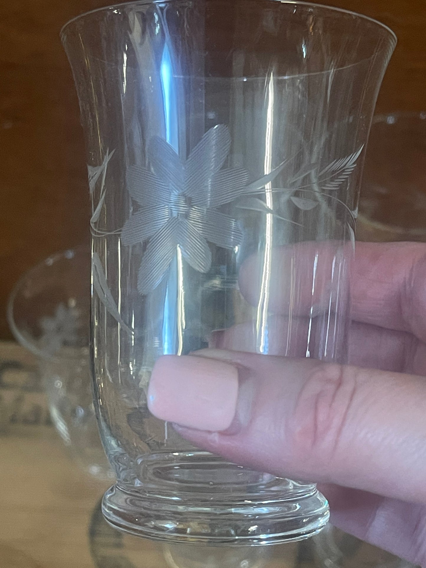 Vintage 1950s etched cut Crystal water Glasses set of 6